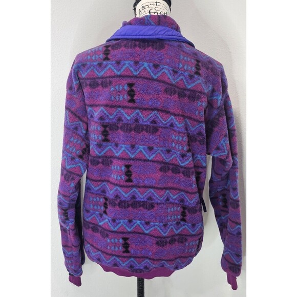 Vtg Columbia Fleece Jacket Full Zip Aztec Southwest Print Sz XL Purple Blue 90's - Picture 10 of 16